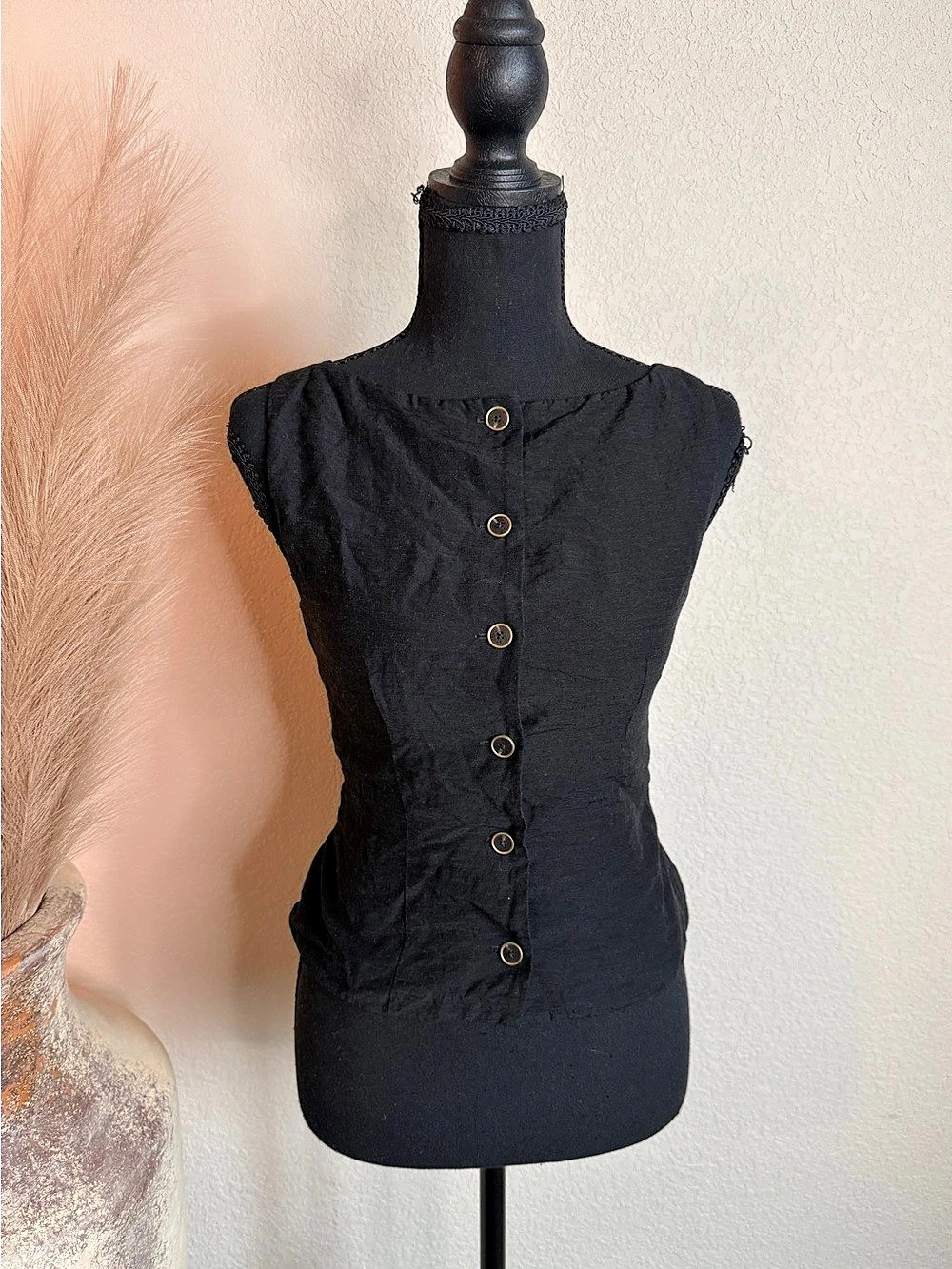Maeve by Anthropologie Black Tie-Back Blouse Size 2 Like New